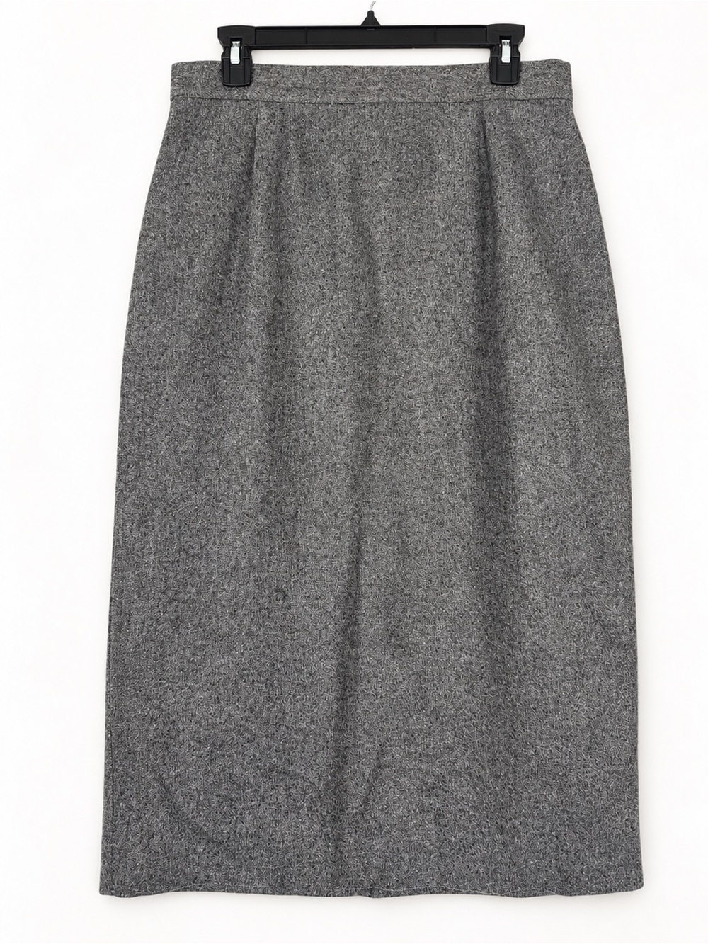 Vintage 80s 90s Gray 100% Wool Midi Pencil Skirt Dark Academia 14